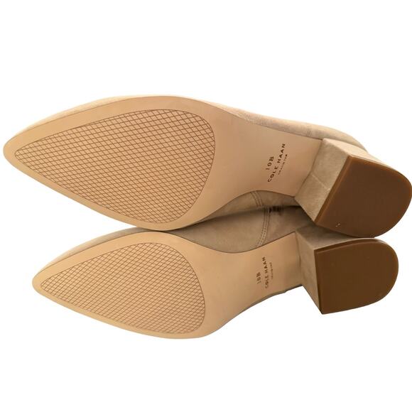 COLE HAAN NEW CAMEL SUEDE BOOTIES BOOTS MINIMAL CLASSIC 10B LUXURY VERSATILE - Picture 10 of 11